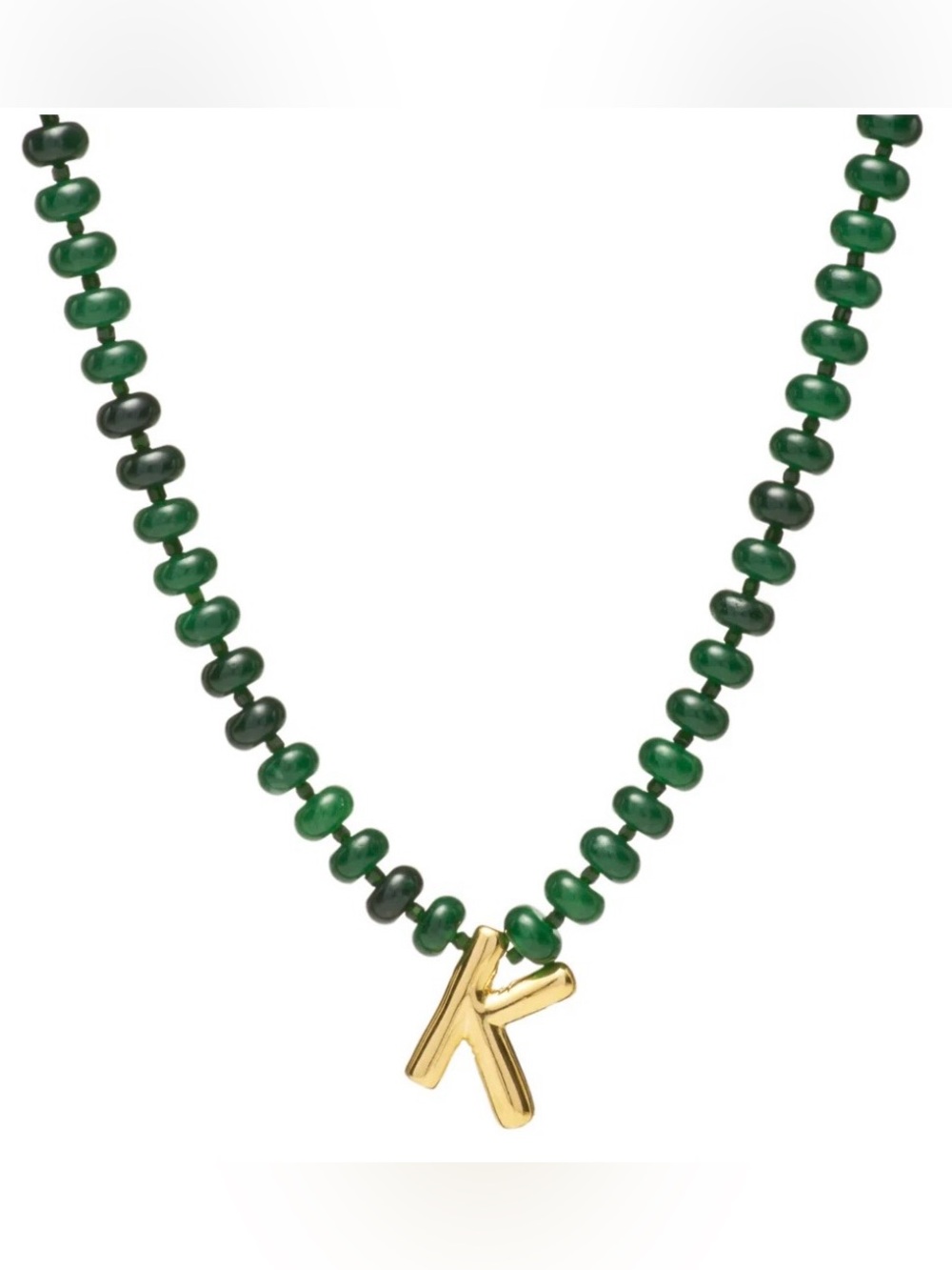 NEW✨ Mayamar Genuine Jade Stone Beaded Initial Necklace 24k Gold Dipped Letter K
